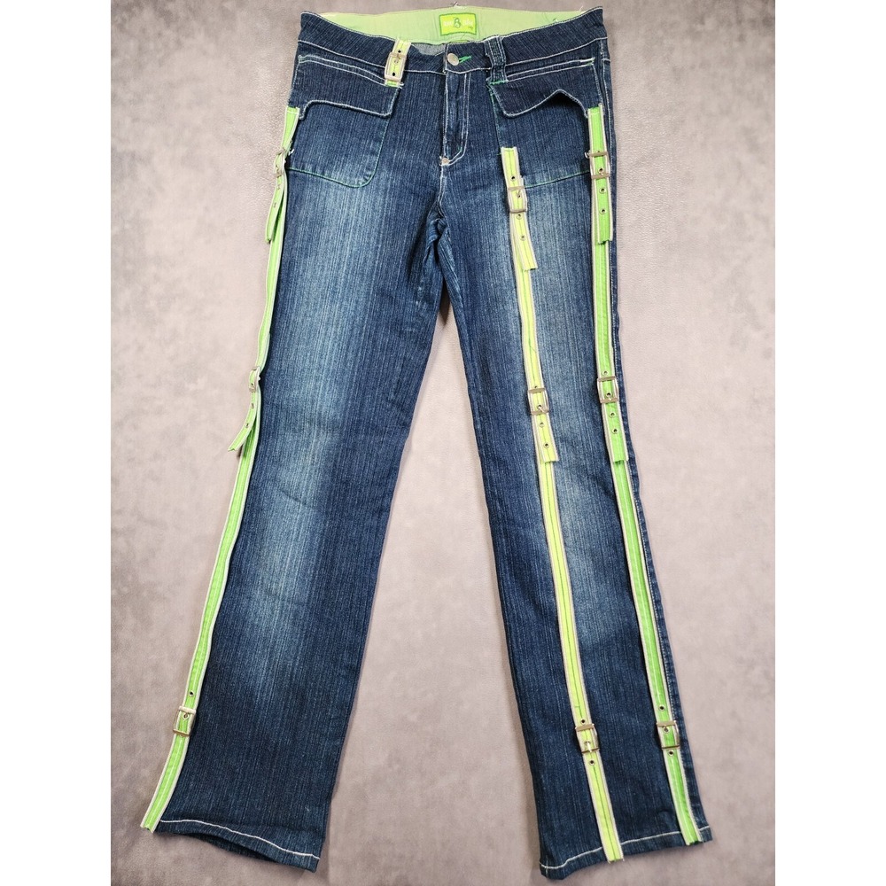 Raw Blue Lady Jeans Women's 11 Blue Denim Bootcut Vintage Rave Industrial Y2K